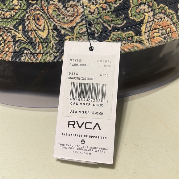 RVCA Womens Low Down Cord Bucket Hat in Moody Blue - Picture 2 of 3